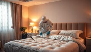 فحص بق الفراش في الكنب والشقوق شركة قوة الطبيعة بالرياض.