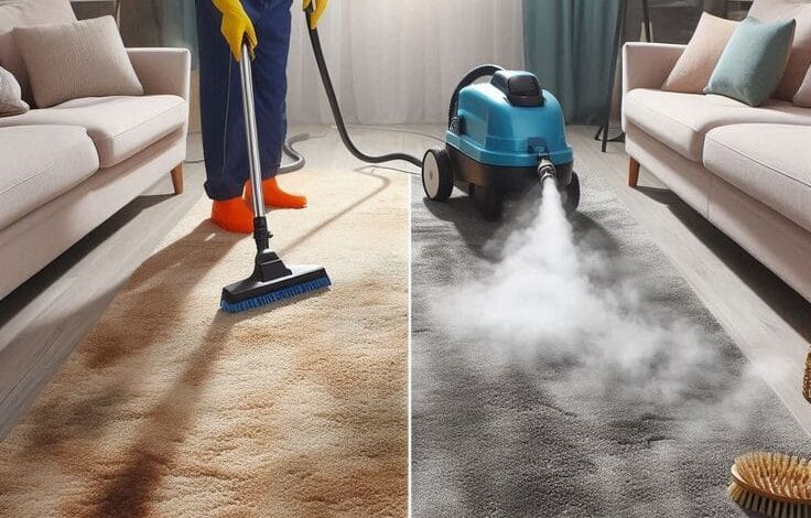 شركة تنظيف سجاد بالرياض - فرق التنظيف بالبخار قبل وبعد.